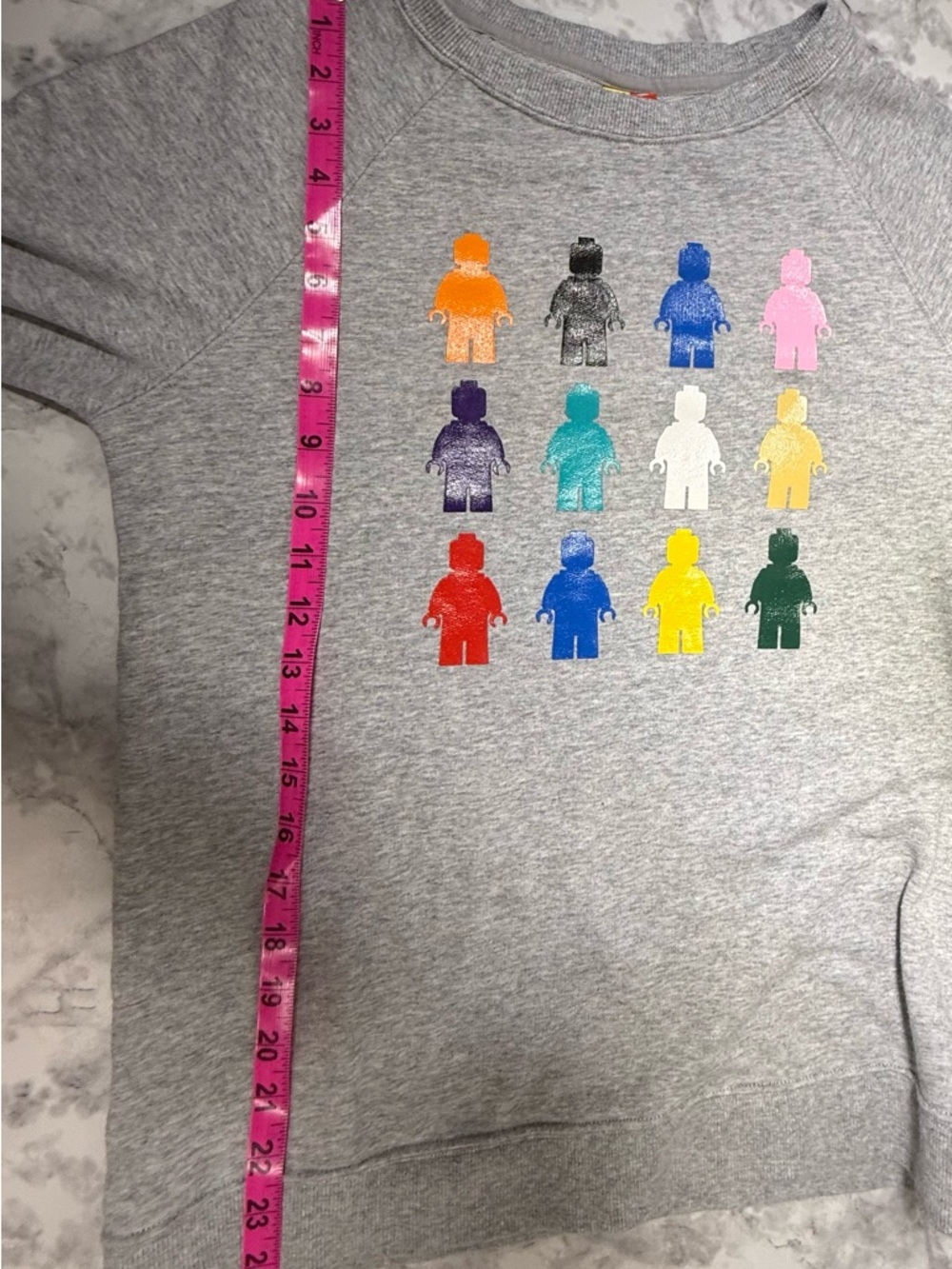 LEGO minifigure colorful print Gray crewneck unisex Sweatshirt kids XXL - Picture 5 of 8